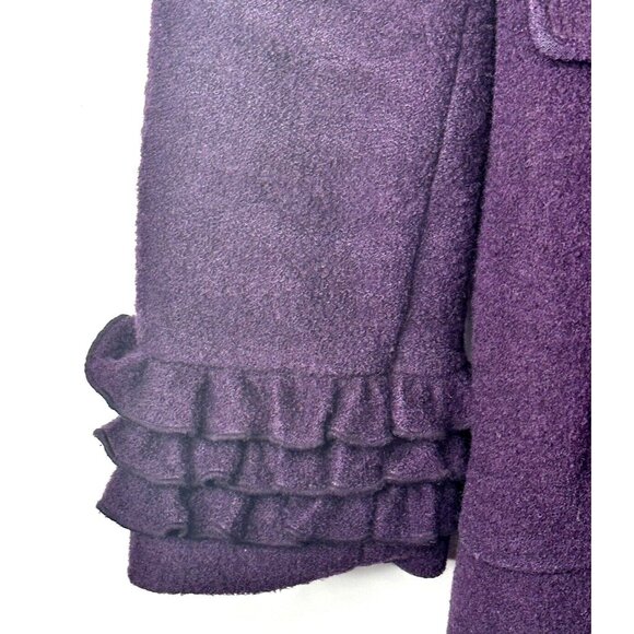 Vintage Pizazz Womens Coat Wool Winter Ruffled Placket & Sleeves Purple Size 12 - Picture 9 of 15